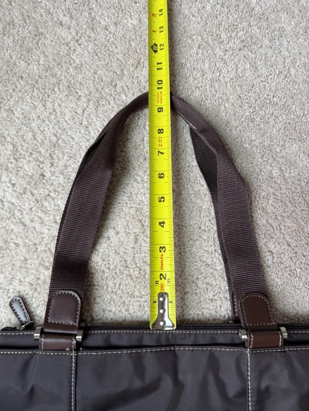 Liz Claiborne Brown Nylon Tote Shoulder Bag Lightweight Work Travel